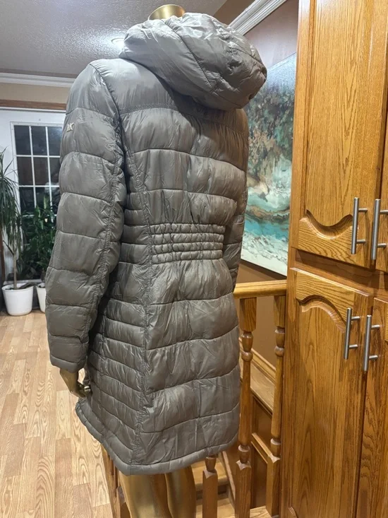 Michael Kors Long Hooded Puffer Coat - Taupe - Picture 5 of 12
